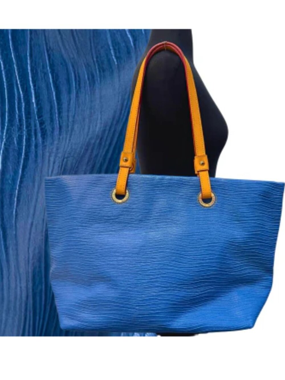 Dooney & Bourke Grommet Shopper Large Leather Tote Wavy Blue